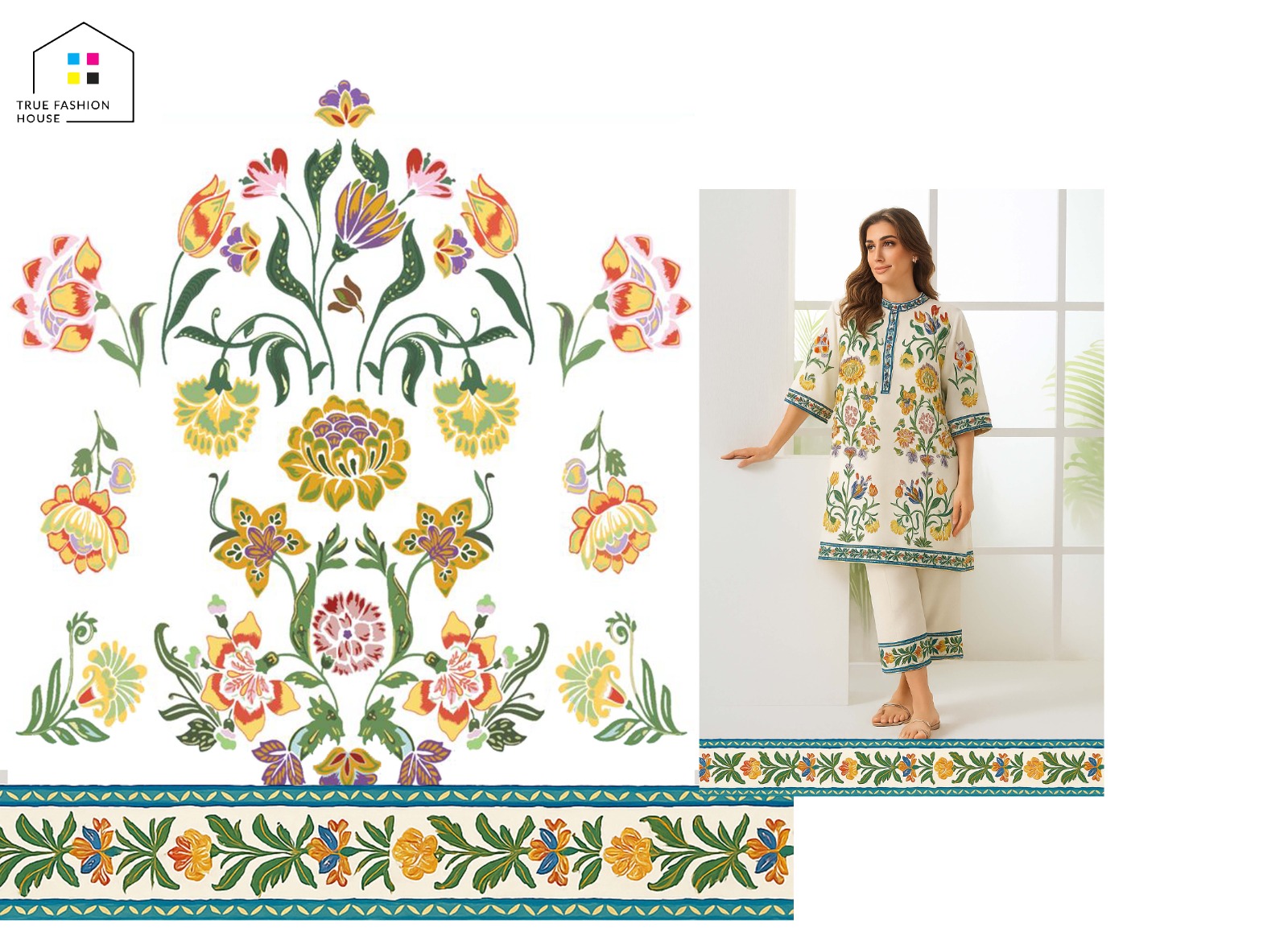 Beautiful digital printed cotton kurti design